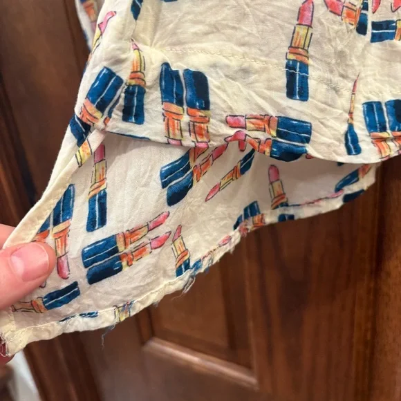 Anthropologie Maeve Tesni Lipstick Print Swing Tank Size 4 EUC $118 100% rayon - Picture 8 of 16